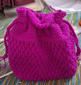 Handmade Knitted Drawstring Pouch