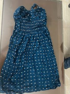 Blue Patterned Bustier Top