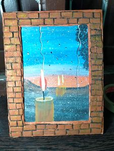 Handmade Candlelight Window Painting