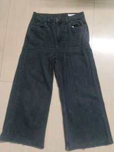 ZUDIO Stylish BAGGY Wide-Leg Black Denim Jeans