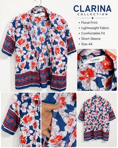 Clarina Collection Floral Short Sleeve Blouse