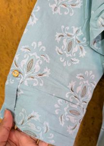 Aqua Floral Print Kurta