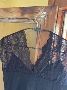 Black Lace Trim Bodysuit Top