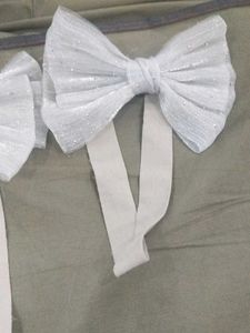 Sparkly White Bow Hair Accessories( Set of 2 )