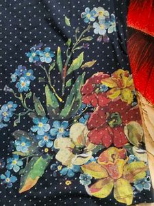 Navy Blue Polka Dot Floral Print T-Shirt