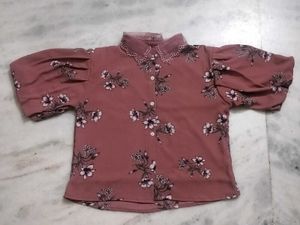 Stylish Floral Print Peach Top