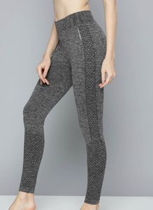 HRX Charcoal Grey Yoga Seamless Solid Tights