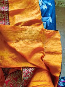 Vibrant Yellow Saree with Red Border
