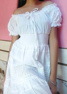 Women Solid White Off Shoulder Dress