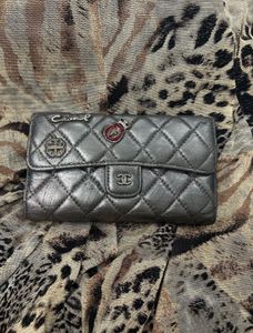 RARE Chanel Lucky Charms Silver Quilted Wallet