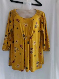 Chic Yellow Floral Print Top(maternity)