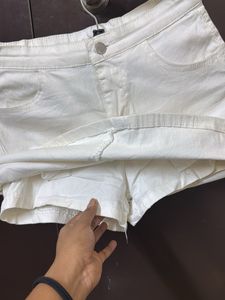 White Denim Mini Skirt