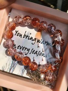 Peach Bracelet with Lotus Charm