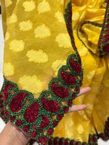 Vibrant Yellow Embroidered Saree
