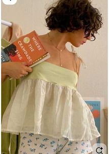 Y2k Cute Ruffle Strap Crop Top