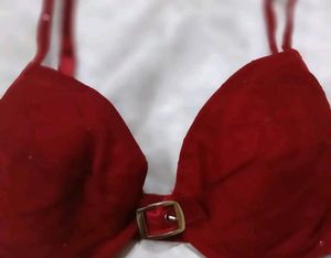 Chic Red Bra with Gold Buckle