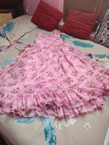 Beautiful Long FloralFrock With Coat