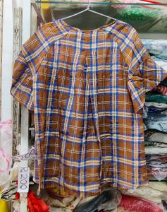 Stylish Plaid Flounce Sleeve Top