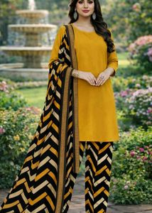 Stylish Mustard dress material with Dupatta