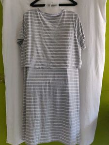 george Grey Striped "hey baby" Maternity Dress