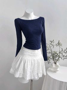 Navy Blue Long Sleeve Top