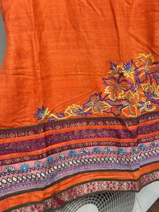 Matka Silk Orange Kurti