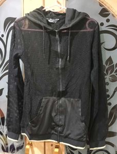 Black Mesh NET Zip-Up Hoodie