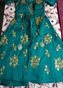 Elegant Teal Embroidered Gown set