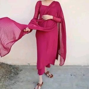 Elegant Megenta pink Kurta Set with Dupatta