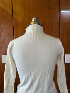 Cream Mock Neck Knit Sweater