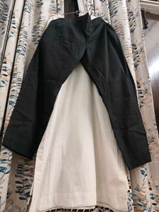 White Embroidered Kurta with Black Trouser
