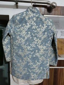 Elegant Blue Floral Sherwani Jacket