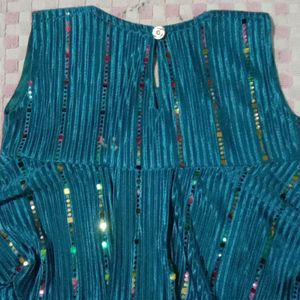Sparkly Teal Tiered Top