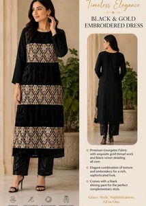 Black &amp; gold kurta with Pant &amp; Dupatta