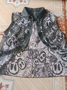 Collor Transparent Fancy Crop Shirt/top