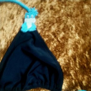 Black Bikini Top with Blue Trim