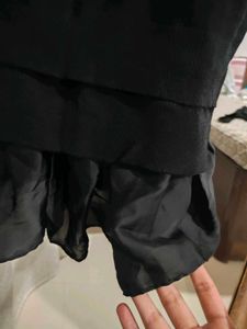 Black V-Neck Ruffle Dress