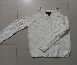Cold-Shoulder Woolen Sweater