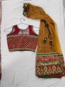 Golden & Red Chaniya Choli