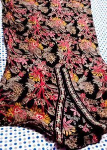 Black Floral Prinrt kurti set
