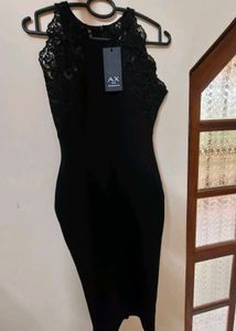 New AX PARIS Elegant Black Lace Trimmed Dress