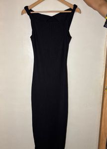 Asymmetric Black Ribbed Sleeveless bodycon Dress