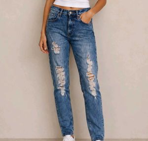 Women's Distressed Blue Jeans