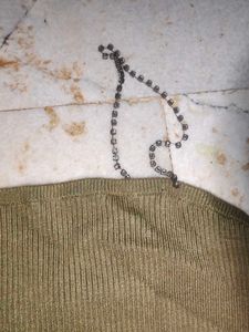 Olive Green Beaded Strap Crop Top