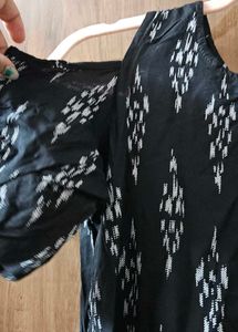 Black Ikat Print Kurta