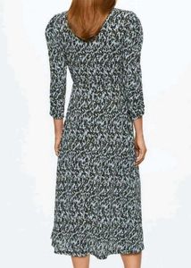 Mango Blue, Black and yellow sheath midi dress