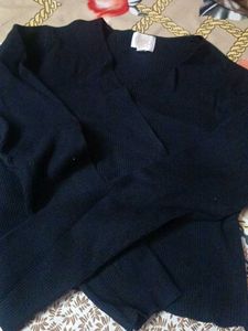 Elegant Black Wrap Sweater