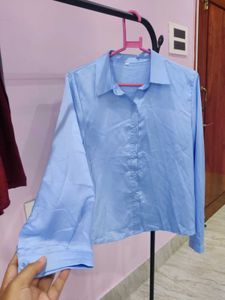 Classy Blue Satin Shirt