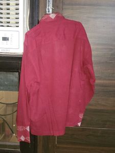 Maroon Patterned Button-Down Shirt