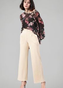 Cream Wide Leg high rise Trousers